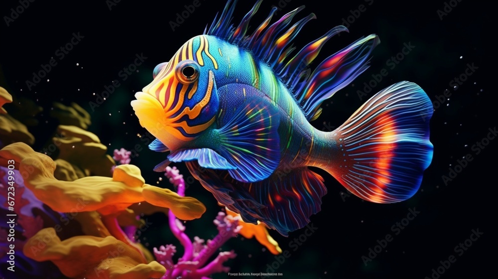 Colorful tropical fish life in the coral reef animals.Generative AI - obrazy, fototapety, plakaty 