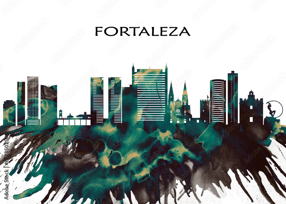 Obraz premium Fortaleza Skyline. Cityscape Skyscraper Buildings Landscape City Downtown Abstract Landmarks Travel Business Building View Corporate Background Modern Art Architecture 