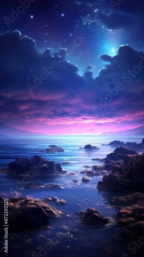 Beautiful Sea with Lovely Sky and Stars