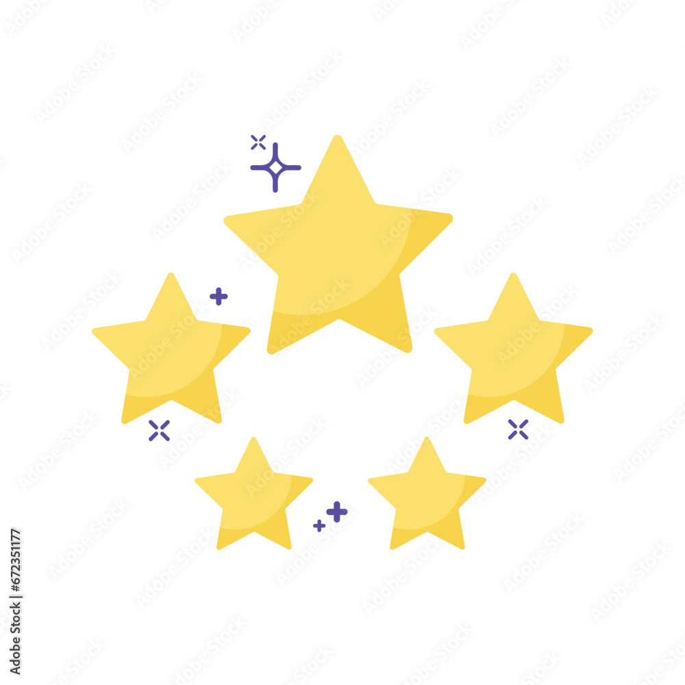 Isolated group of golden star shapes icon Vector