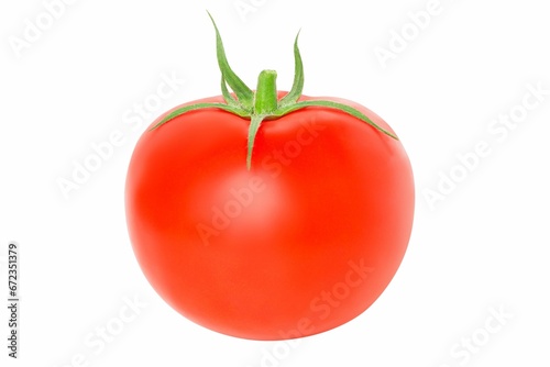 Closeup of a whole juicy tomato isolated on white background