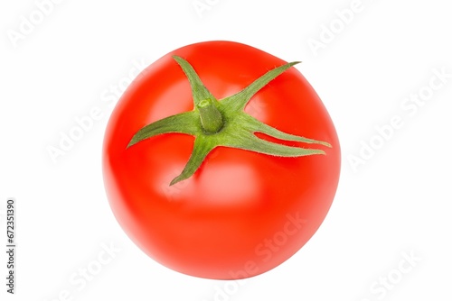 Closeup of a whole juicy tomato isolated on white background