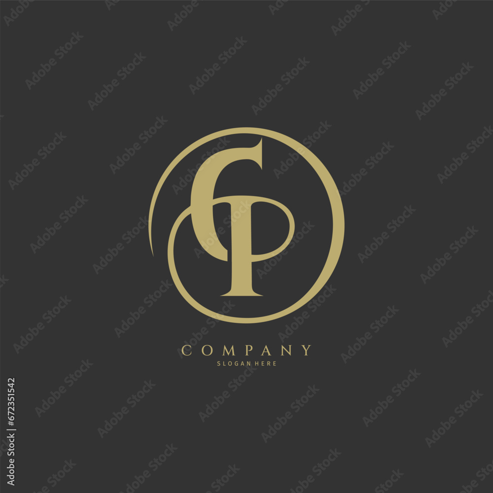CP handwritten logo template. Initial signature vector CP handwritten logo template. Initial signature vector