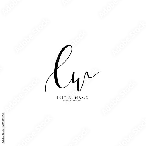 Handwritten LW letter logo. Simple signature vector