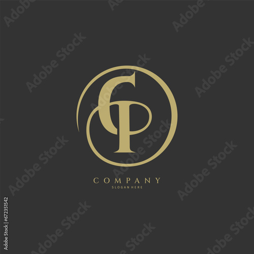 CP handwritten logo template. Initial signature vector
