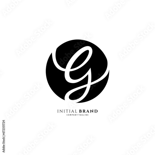 GJ initial signature logo. Handwriting logo template vector