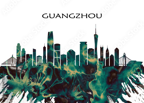 Guangzhou Skyline. Cityscape Skyscraper Buildings Landscape City Downtown Abstract Landmarks Travel Business Building View Corporate Background Modern Art Architecture 