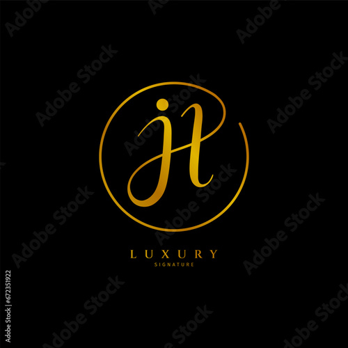 JH initial signature logo. Handwritten monogram vector