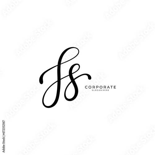 Handwritten SS letter logo. Simple signature vector