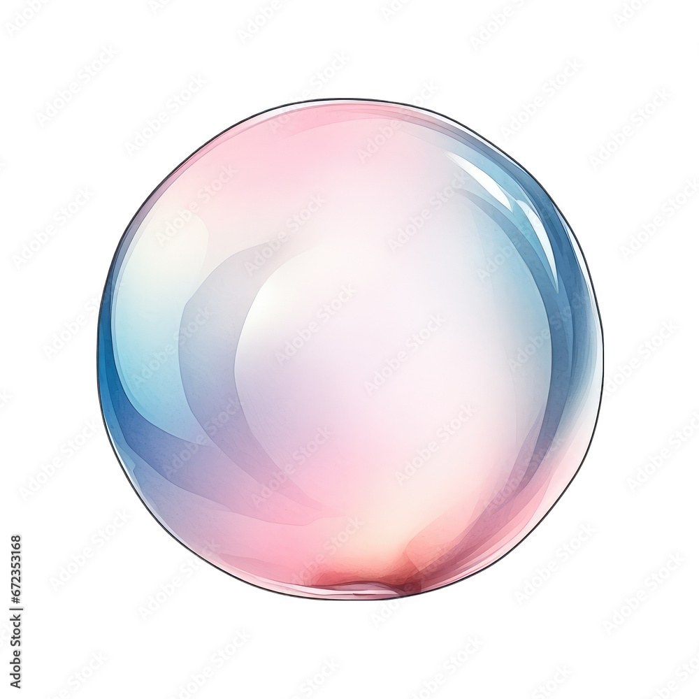 Obraz premium Iridescent bubble, watercolor, pastel colors, isolated on white background