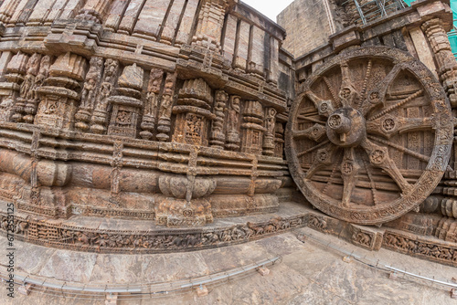 Ancient Indian architecture Konark Sun Temple in Odisha, India. This historic temple was built in 13th century. This temple is an world heritage site. photo