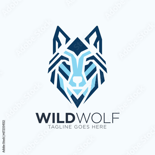 Wolf logo design vector, Wolves head logo design template for a gaming logo 