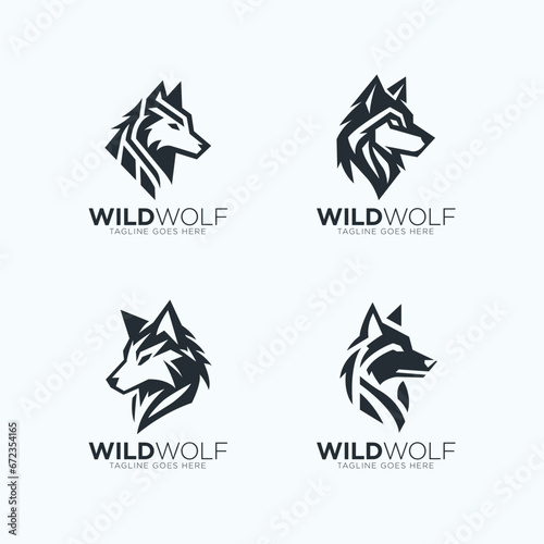 Wolf logo design vector, Wolves head logo design template for a gaming logo 