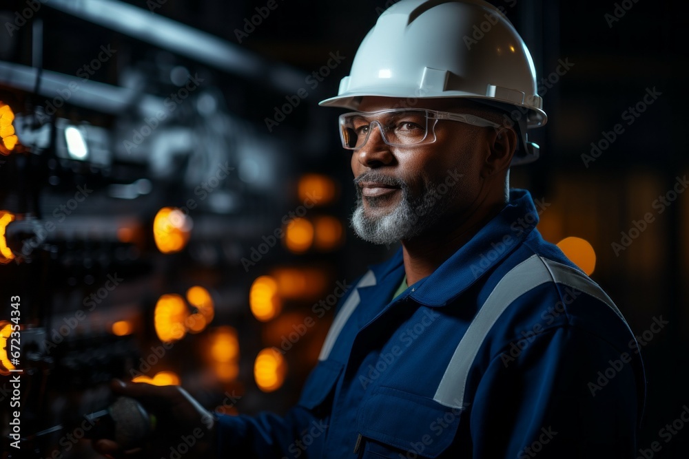 Professional electrical engineer. Portrait with selective focus and copy space Professional electrical engineer. Portrait with selective focus and copy space