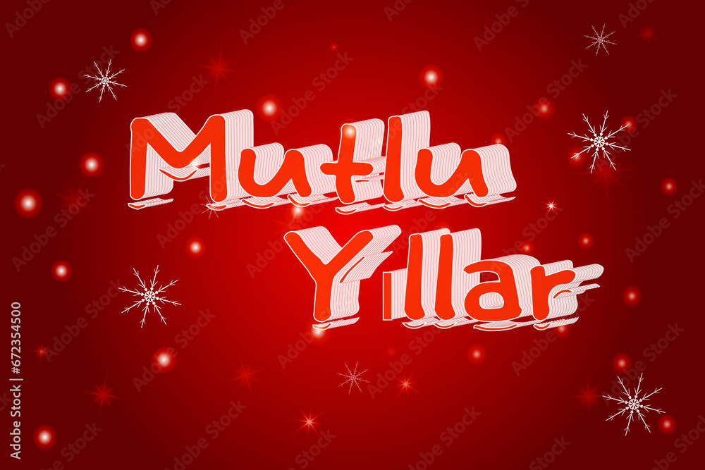 Delight Festive Charm Red background Card Adorned Glistening Snowflakes Text Mutlu Yillar means happy new year turkish Holiday classic design mood December winter Calendar cover Turkey Yılbaşı Yeni