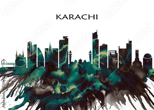 Karachi Skyline. Cityscape Skyscraper Buildings Landscape City Downtown Abstract Landmarks Travel Business Building View Corporate Background Modern Art Architecture 