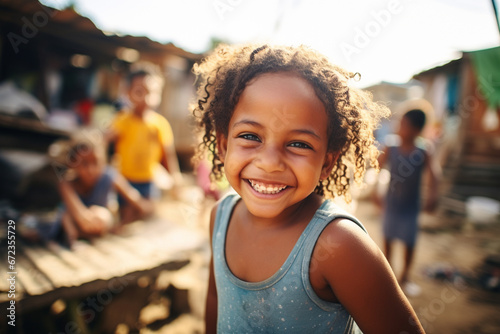 A smiling girl in a brazilian slum photo