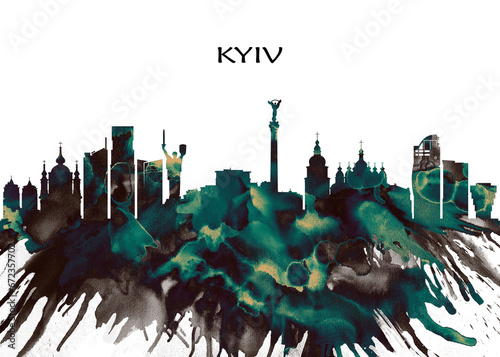 Kyiv Skyline. Cityscape Skyscraper Buildings Landscape City Downtown Abstract Landmarks Travel Business Building View Corporate Background Modern Art Architecture 