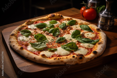 Margherita pizza fresh from brick oven