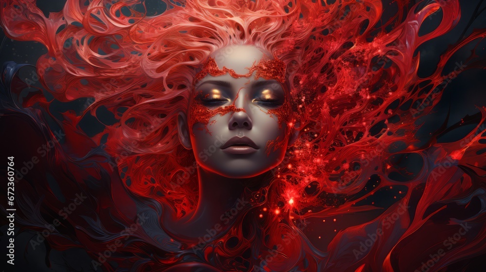 woman with red hair ai generated