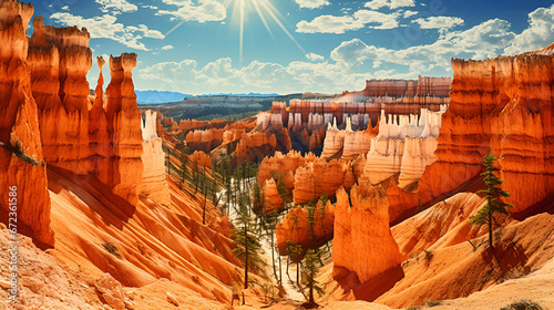 Immersed in Nature's Canvas: The Mesmerizing Red Landscape of Bryce Canyon, Utah background ai generated