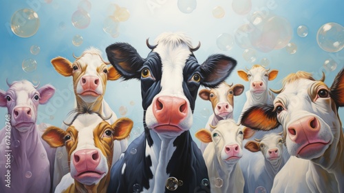 a lot of cows selfie ai generated