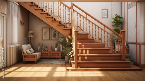 wooden stairs in a family house 8k 
