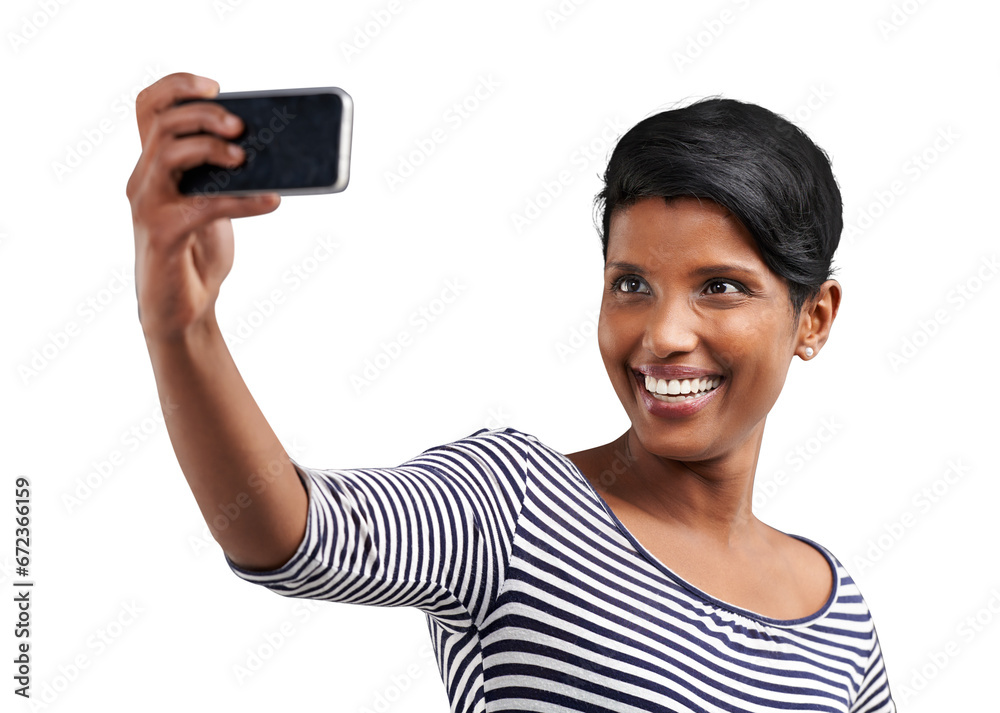 Selfie, happy and Indian woman with smile for social media post on png or transparent background. Fashion, excited and isolated person take photo for profile picture, memory and internet blog Selfie, happy and Indian woman with smile for social media post on png or transparent background. Fashion, excited and isolated person take photo for profile picture, memory and internet blog