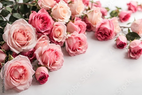 A Beautiful Bouquet of Pink Roses on a Serene White Background