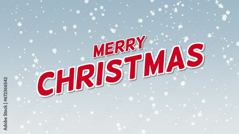 Merry Christmas text with flying snow in blue sky, motion holidays and winter style background for New Year and Merry Christmas Merry Christmas text with flying snow in blue sky, motion holidays and winter style background for New Year and Merry Christmas