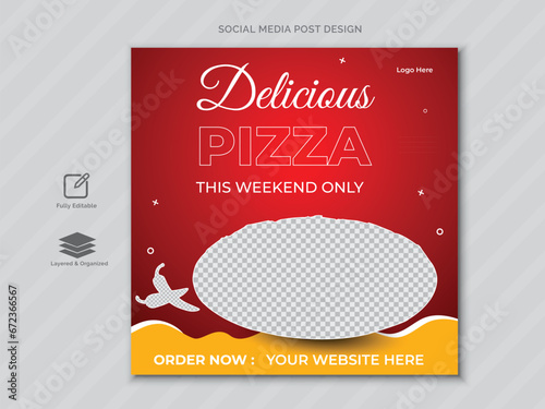 Delicious Pizza and food menu social media Post template design or social media banner design .