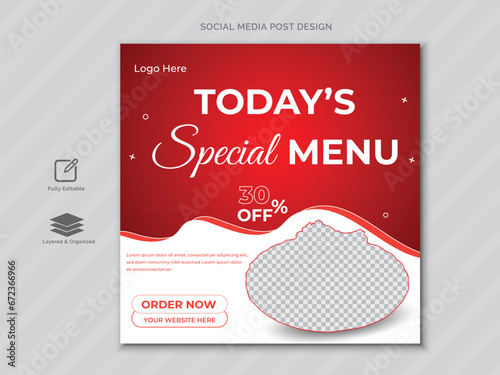 Delicious food menu social media Post template design or social media banner design .
