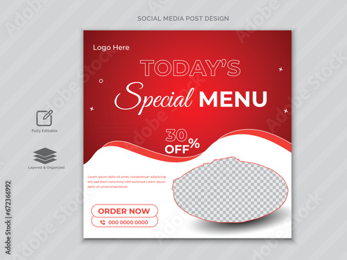 Delicious food menu social media Post template design or social media banner design .