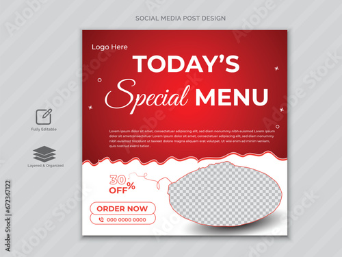 Delicious food menu social media Post template design or social media banner design .