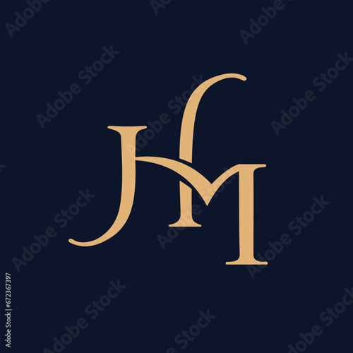 Vector illustration of a creative logo design template of HM initial letters