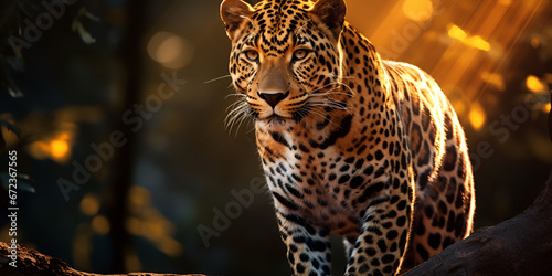 Wilderness Elegance: The Agile Jaguar's Swift Chase in Pristine Wildlife background ai generated © save future