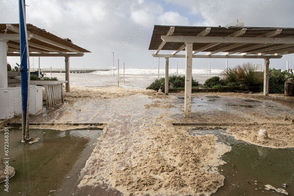 Forte dei Marmi, Tuscany: storm Ciaran caused gigantic storm surges that damaged beach establishments 