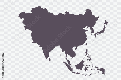 Asia Map Graphite Color on White Background quality files Png