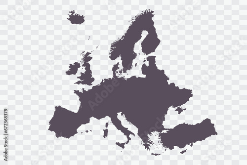 Europe Map Graphite Color on White Background quality files Png