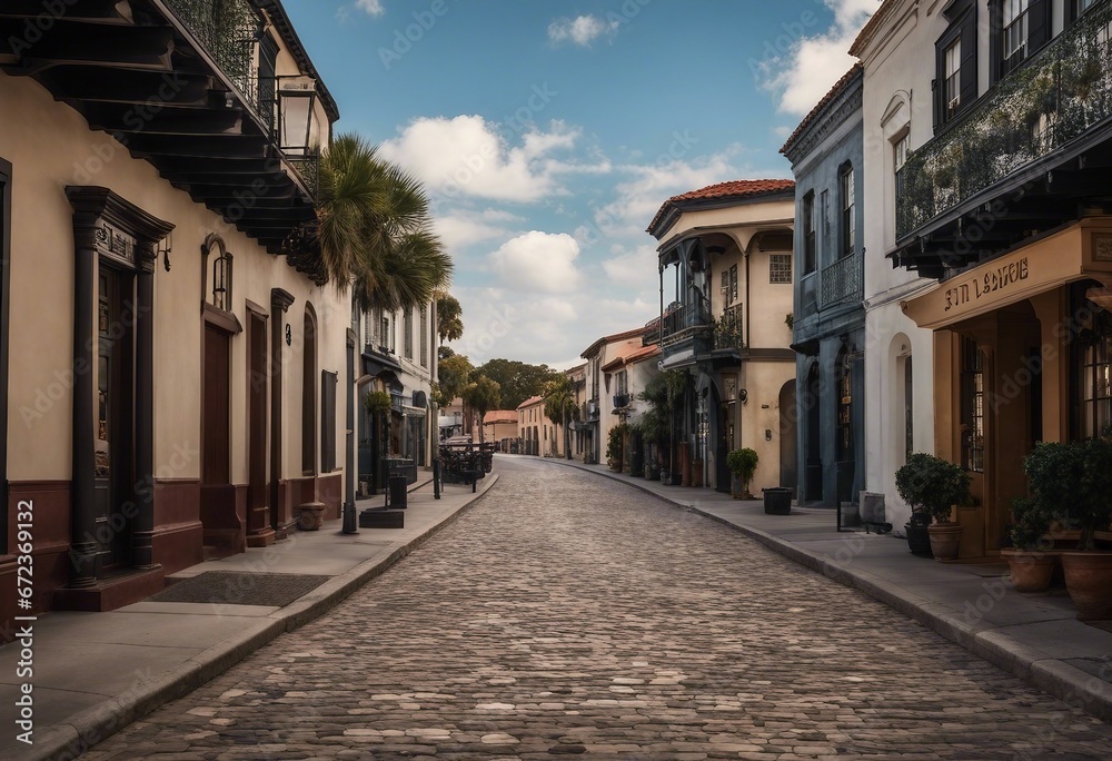 View of St George Street in St Augustine FL Founded in 1565 by Spanish explorers