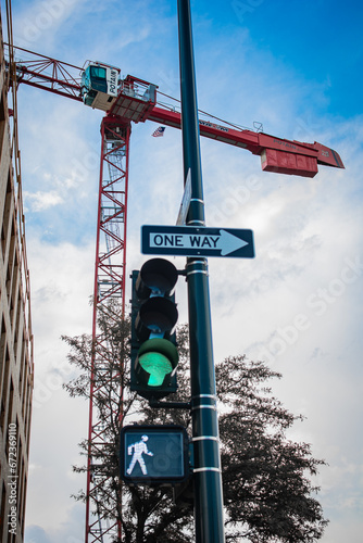 stoplight with crane