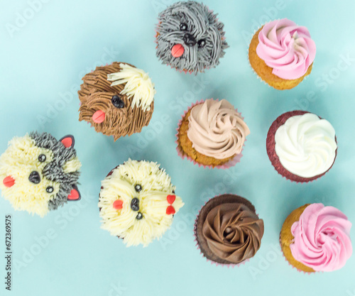 pastel tortas, cupcakes, chocolate, perros, mascotas, comida para perro, dulces, colores, cakes, cup, huellas, patitas, postres photo
