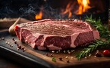 A Juicy Steak Grilling Over an Open Flame, Ready to be Served