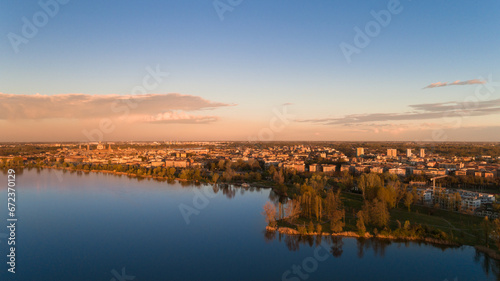 vista aerea città di mantova dal lago superiore photo