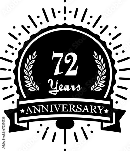 Elegant Black and White Commemorative Circular Stamp for 72th Anniversary Celebration photo