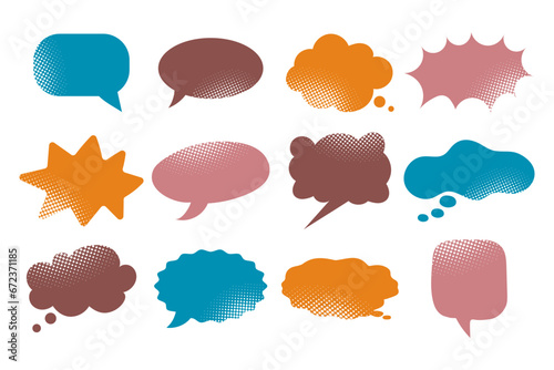 Quote box frame set. Text speech bubble collection. Comment, quotation, feedback, sentence, note. Box frame template. Vector