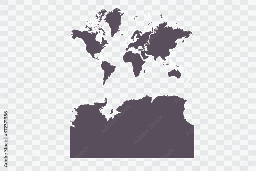 Continents With Antarctica Map Graphite Color on White Background quality files Png