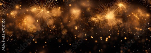 Golden firework with bokeh background. New Year celebration, Abstract Christmas and new years eve holiday background