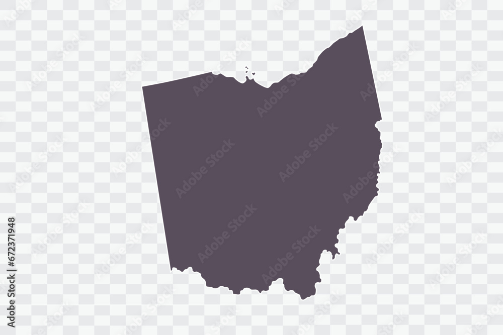 OHIO Map Graphite Color on White Background quality files Png