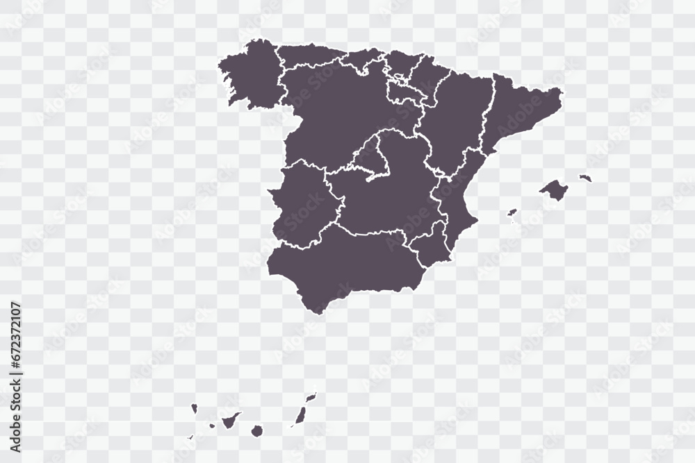 Spain Map Graphite Color on White Background quality files Png